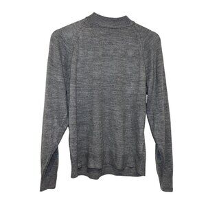 Lord & Taylor Gray Quarter-Zip Wool Sweater Size 38 Long Sleeve Lightweight